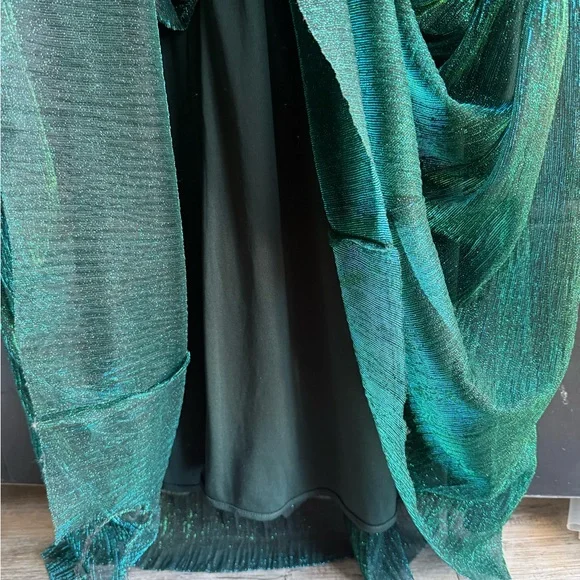 NWT Betsy and Adam long crinkle V-neck dress in color Jade Size 10 - Picture 15 of 16